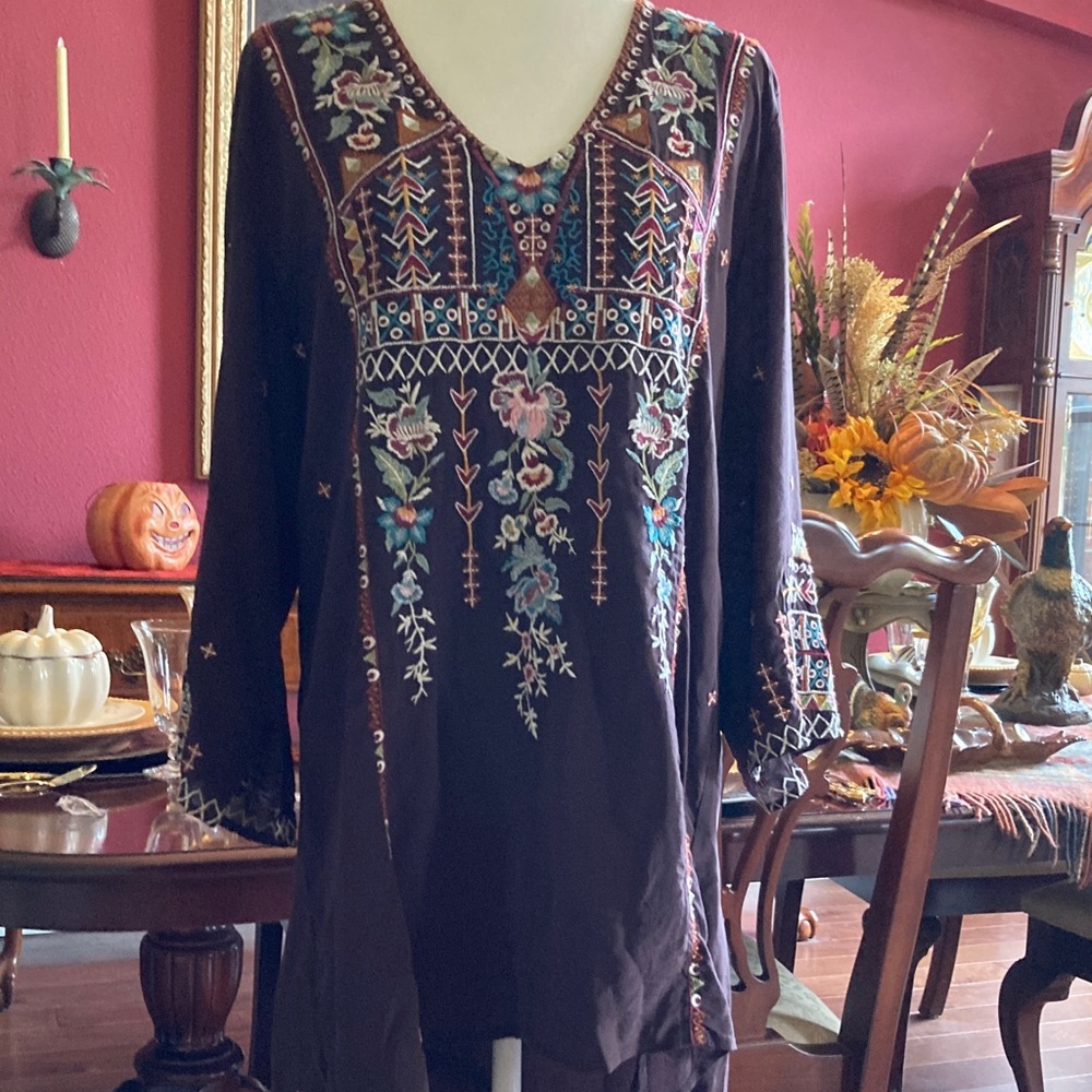 Johnny Was Multicolor Embroidered Tunic